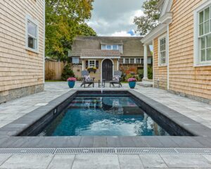 plunge pools for small spaces in a modern backyard with landscaping